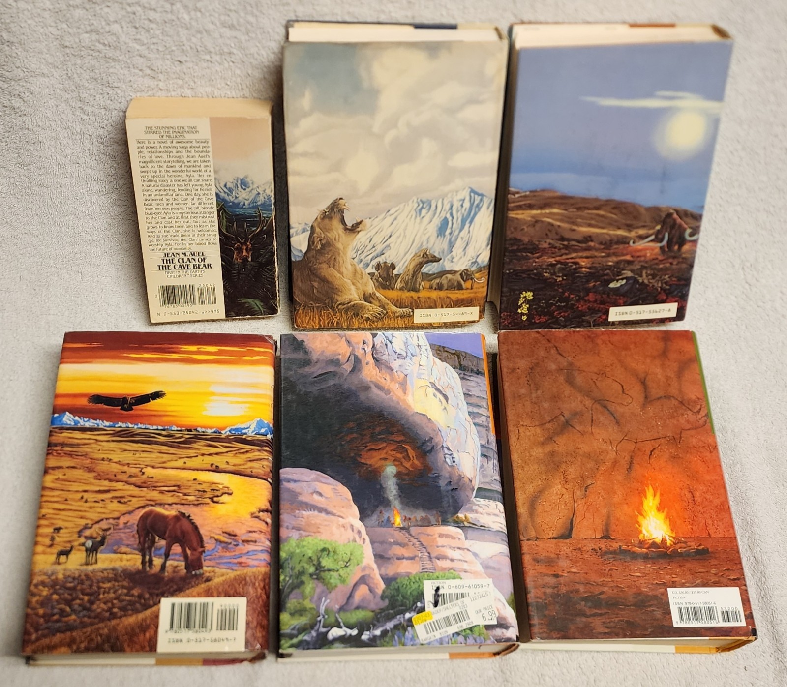 Earth&rsquo;s Children Series Jean Auel Complete 6 Book Set 5 Hardcover DJ 1 Paperback