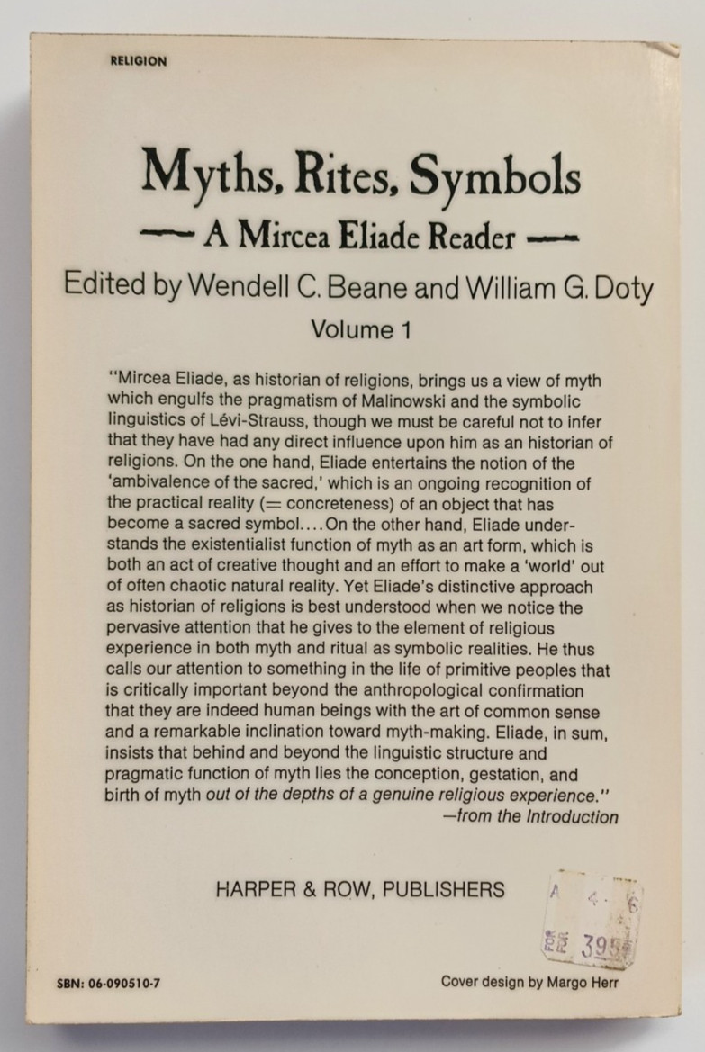 Myths, Rites, Symbols Vol 1 by Beane & Doty (Harper Colophon, 1976) PB