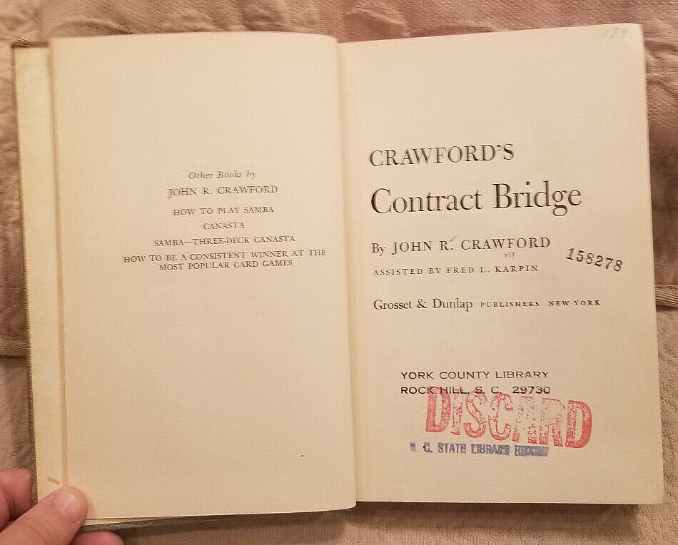 HC BOOK: 1953 CRAWFORD&rsquo;S CONTRACT BRIDGE Vintage Card Playing Hardcover