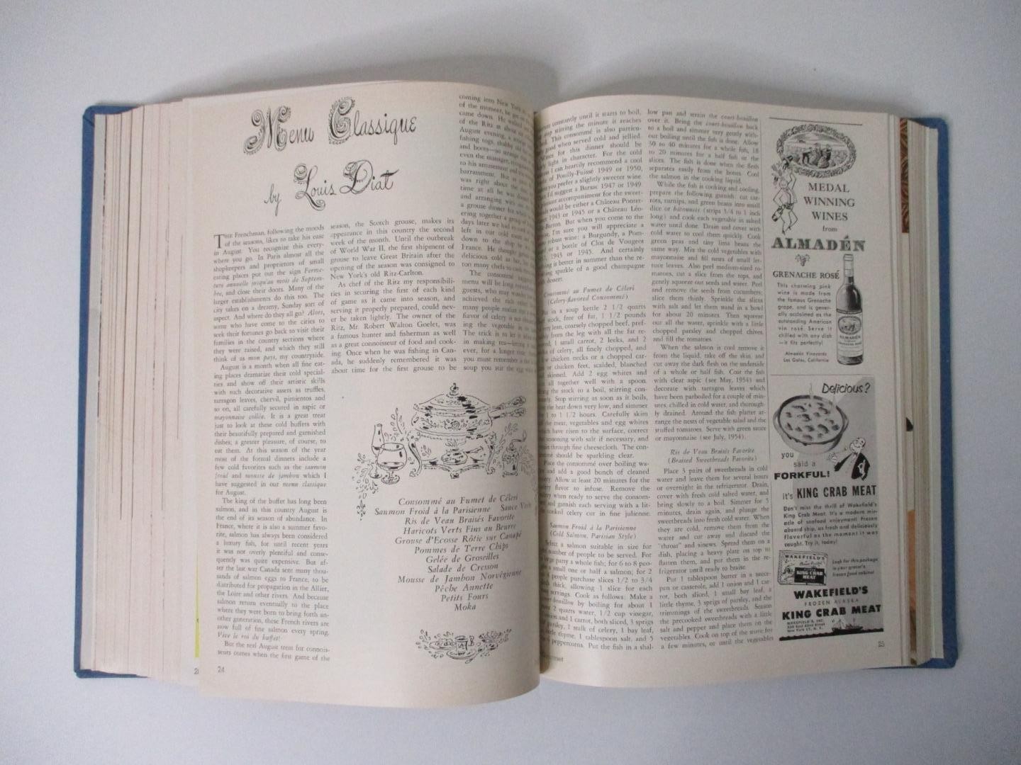 GOURMET, The Magazine of Good Living; Vol. 14 – 1954 – 12 Issues in a Hardcover