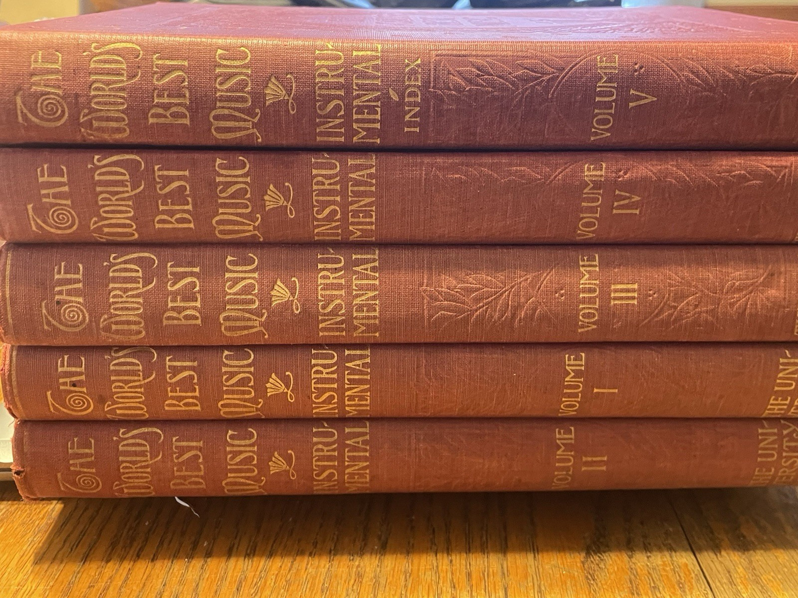 1909 VOLUMES 1-5 WORLDS BEST MUSIC INSTRUMENTAL Index The University Society