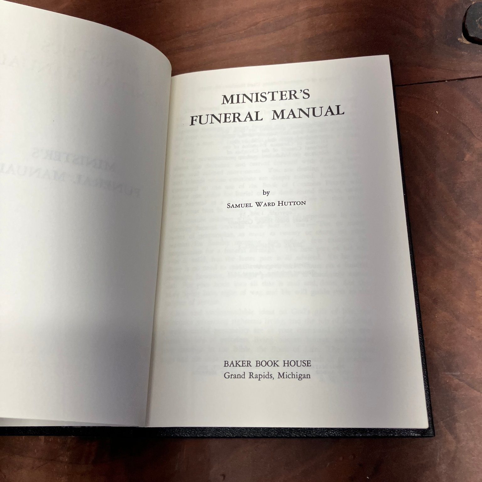 Minister&rsquo;s Funeral Manual Samuel Ward Hutton 1971 2nd Printing Baker Book