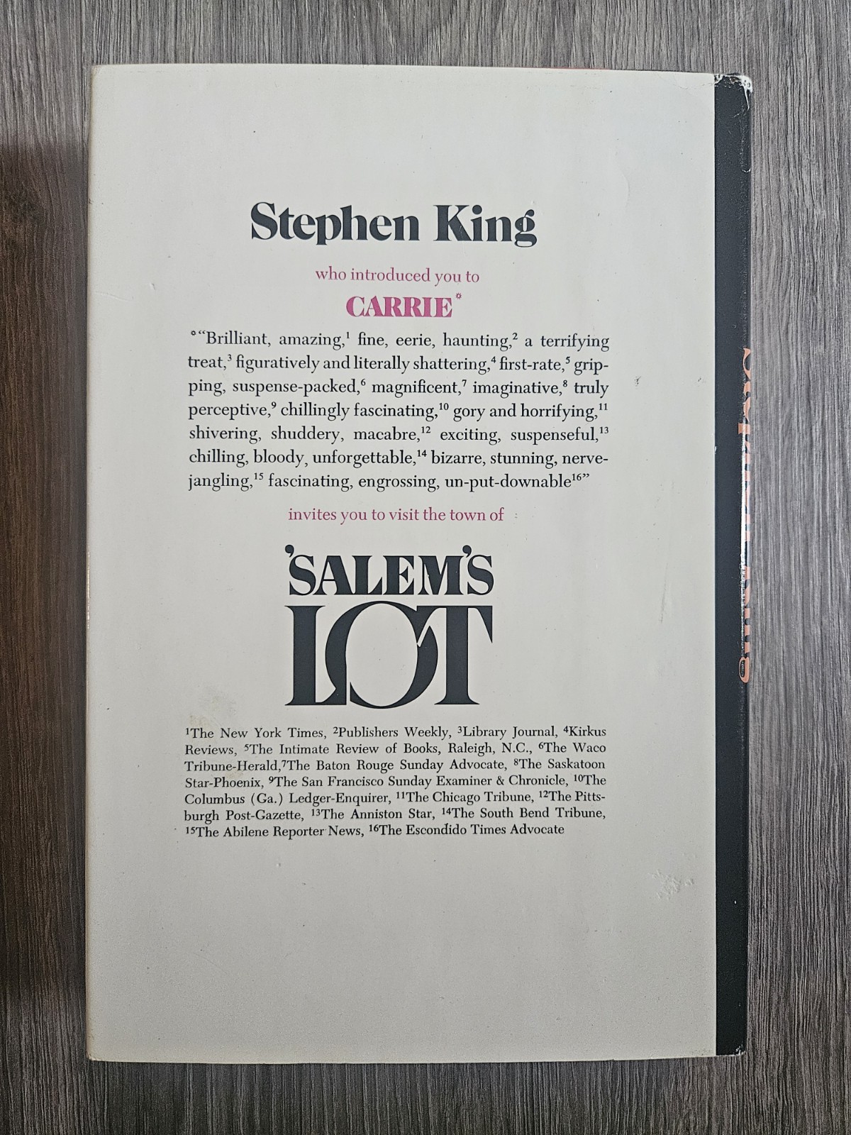 Stephen King Salem&rsquo;s Lot 1975 Hardcover Doubleday Dust Jacket