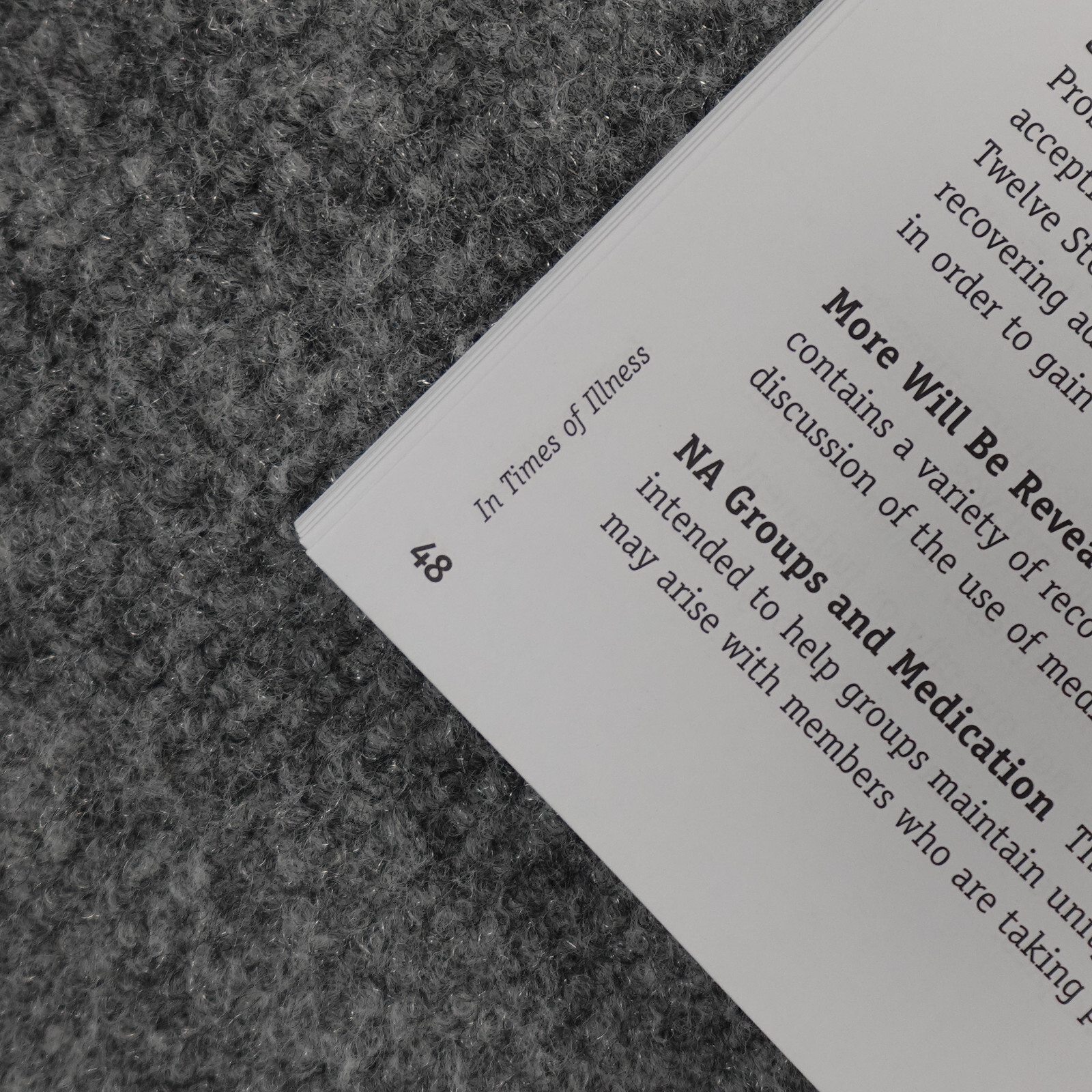 In Times Of Illness Informational Pamphlet 2010 Narcotics Anonymous NA Recovery