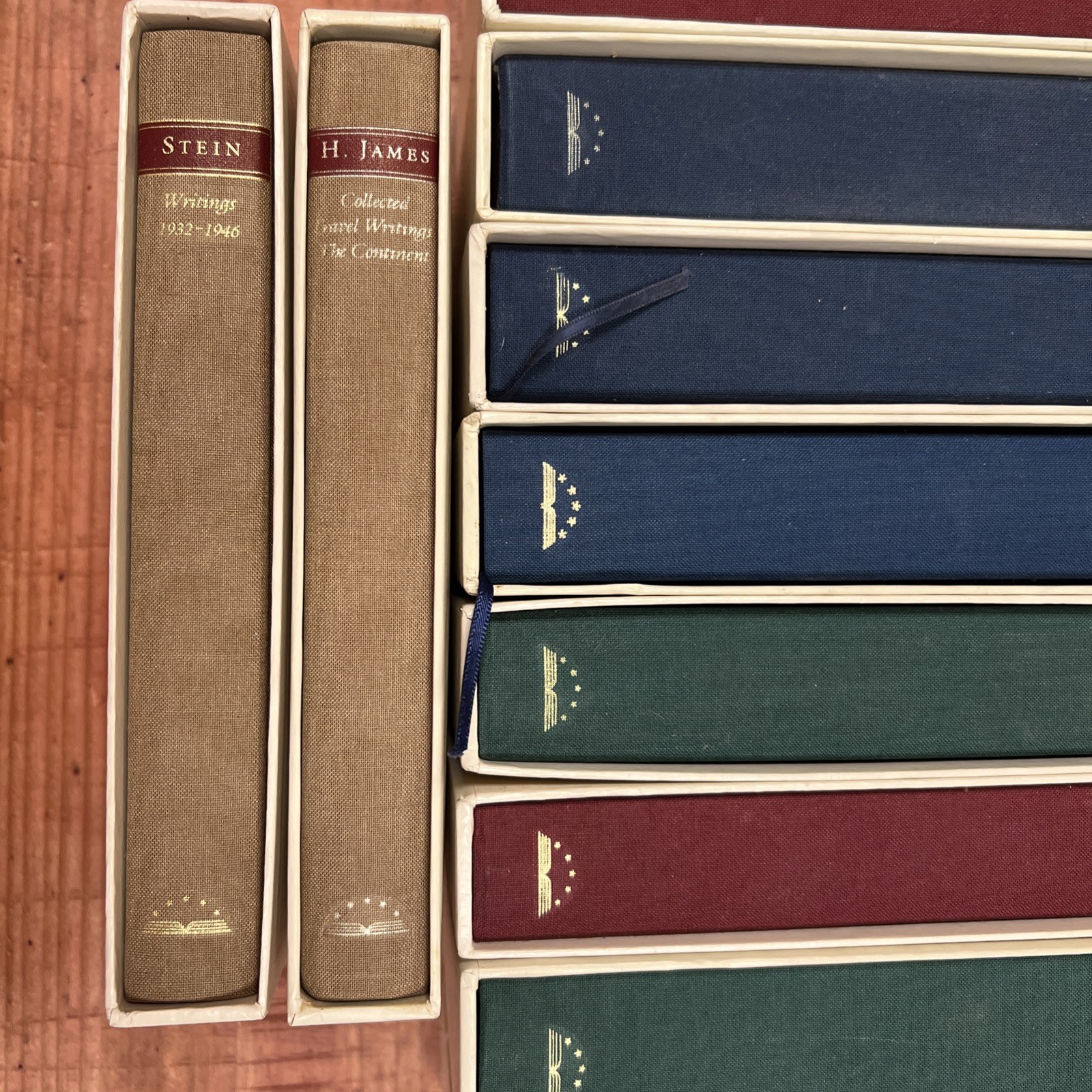 10 The Library of America Books in Slipcases – Twain, Frost, Alcott; 1st Prints