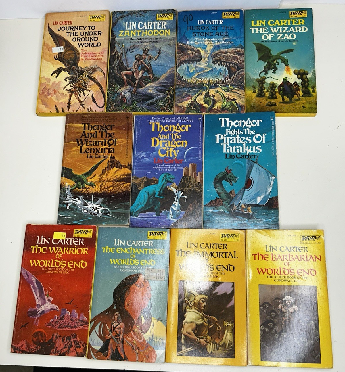Lot of 11 Lin Carter PB Books VTG Zanthodon Thongor World&rsquo;s End 1980s