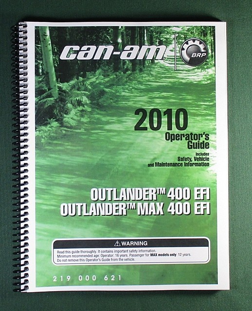 2010 Can-Am Outlander 400 EFI Owner&rsquo;s Manual: 172 Pages & Protective Covers!