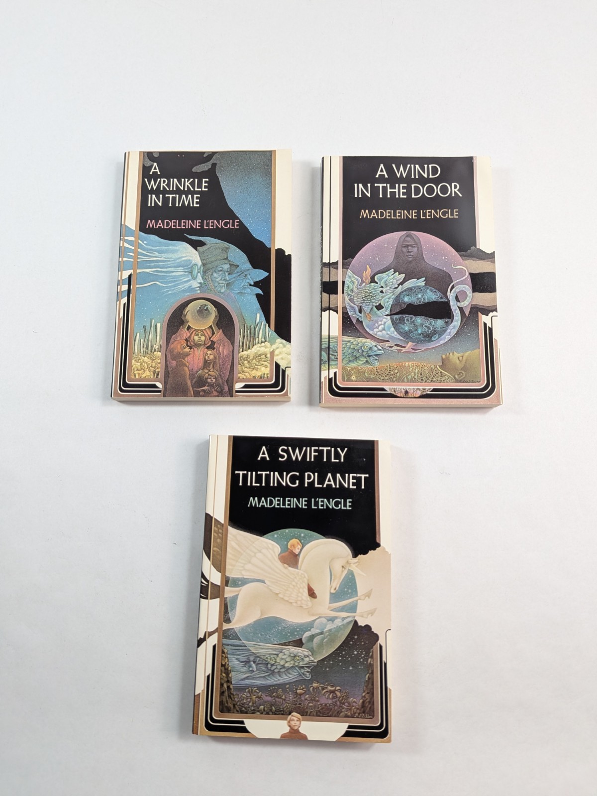 Lot of 3 A Wrinkle in Time Books 1-3 by Madeleine L&rsquo;Engle Paperback 1970s