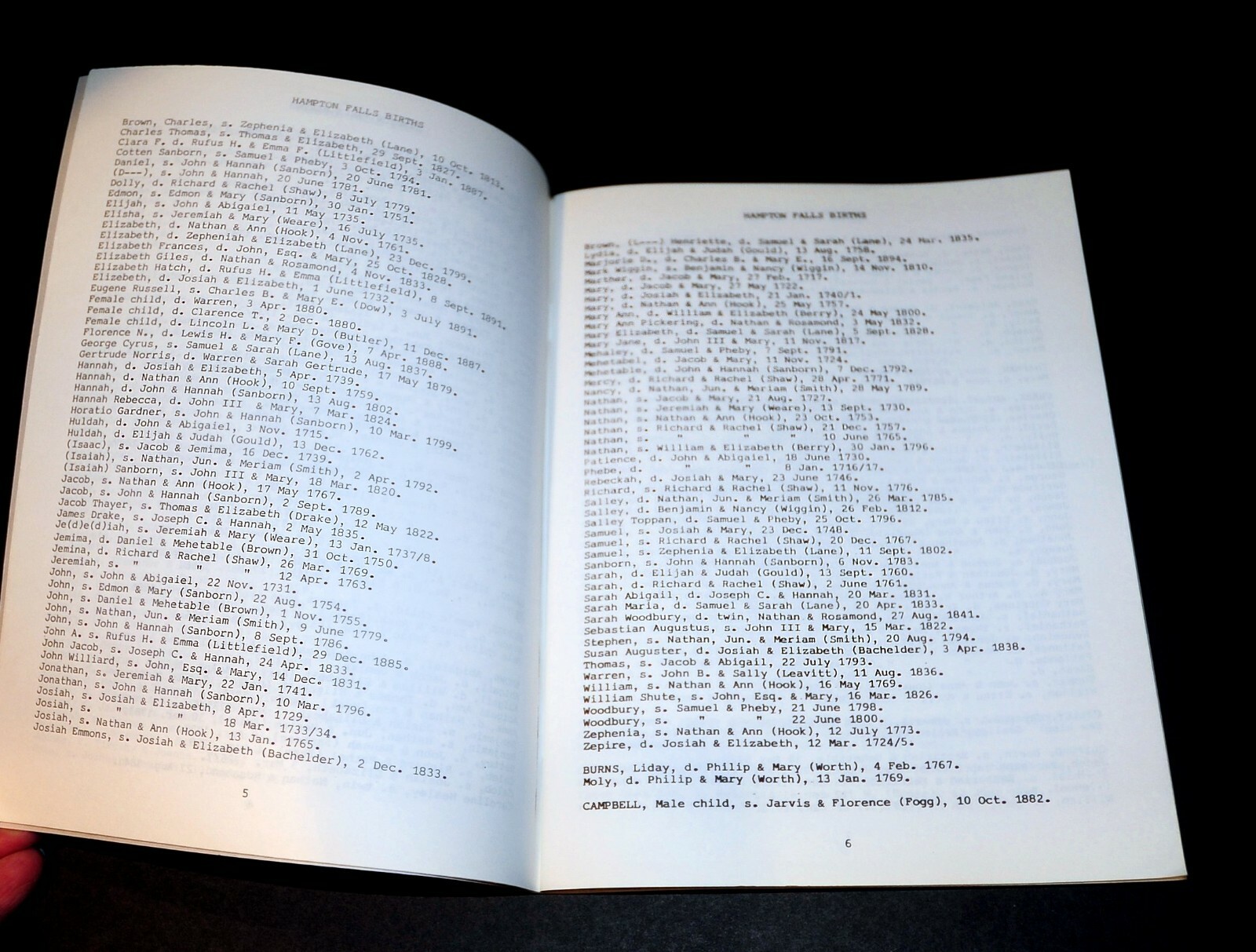 &lsquo;Hampton Falls NH Vital Statistics&rsquo; Town Records thru 1899 by Nichipar 184 Pages