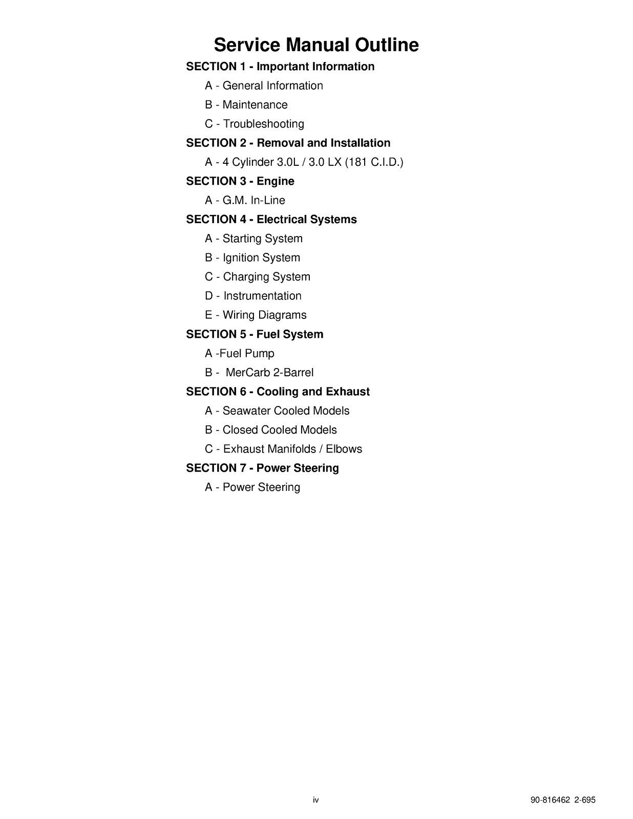 MERCURY MERCRUISER NO. 13 MARINE ENGINES SERVICE MANUAL BOUND – FRONT & BACK