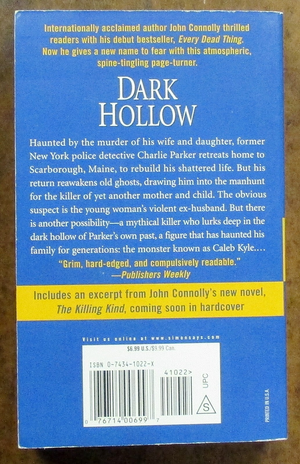 John Connolly « Dark Hollow » Paperback Book (2002) Series: Charlie Parker