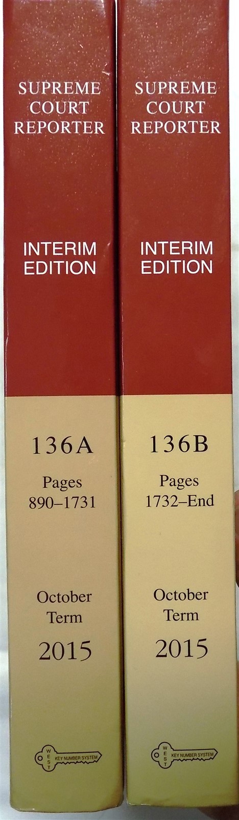LOT OF 2 Supreme Court Reporter Interim Edition 136A + 136B Pages 890 – End 2015