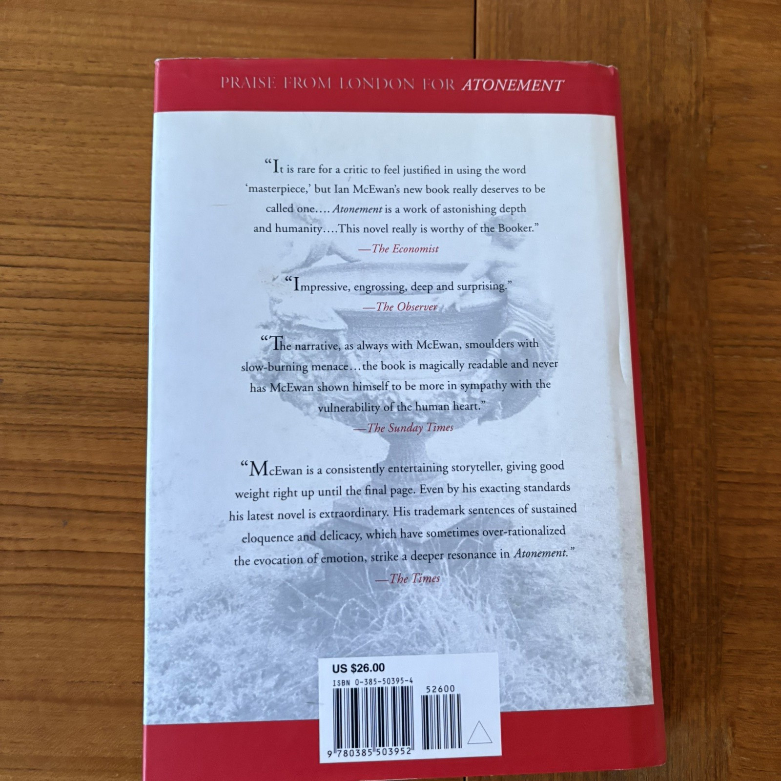 Atonement Ian McEwan 1st US Edition/1st Printing Hardcover HC DJ 2002 GOOD