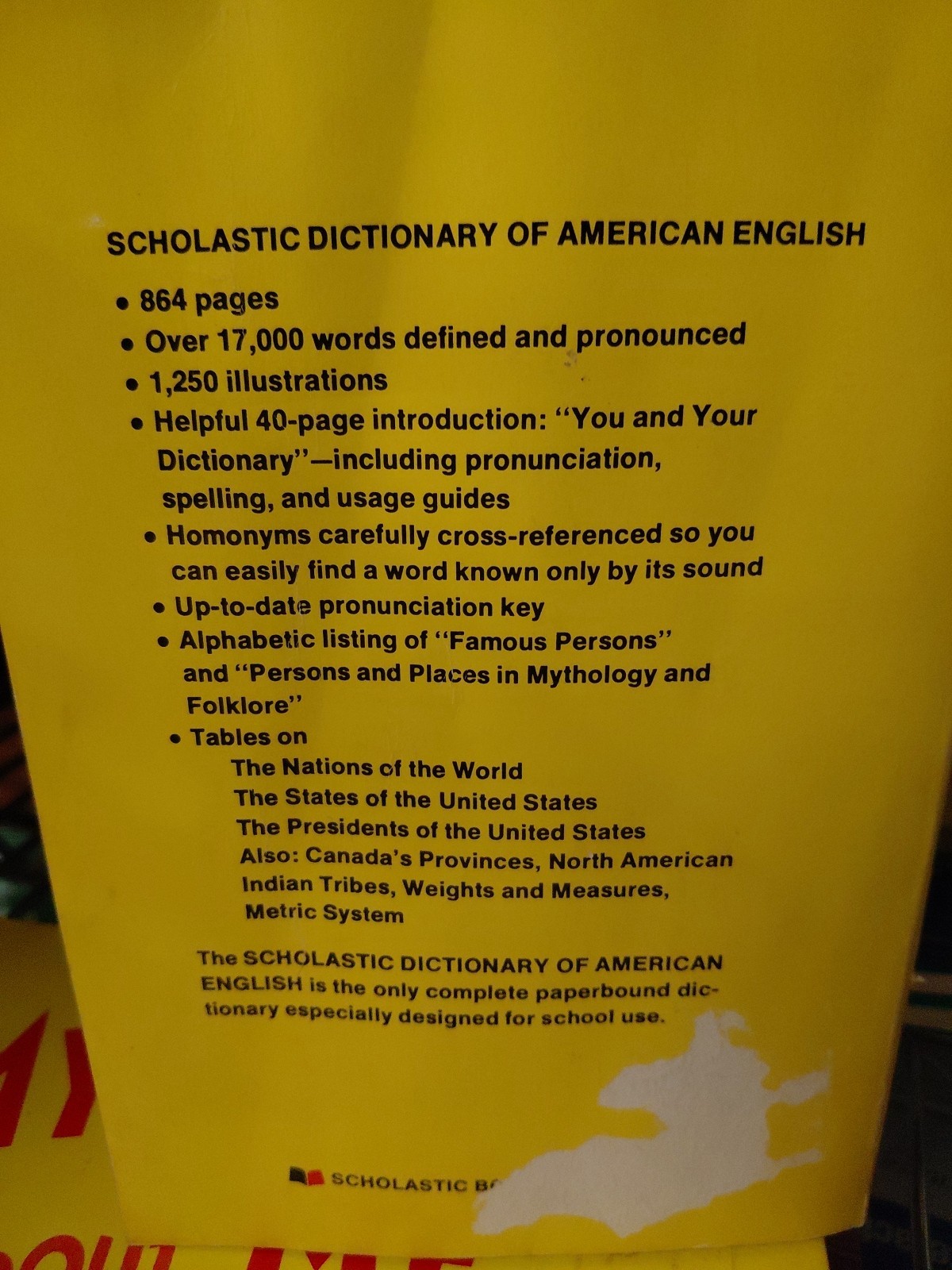 VINTAGE SCHOLASTIC DICTIONARY OF AMERICAN ENGLISH 1970&rsquo;s PAPERBACK 864 PAGES