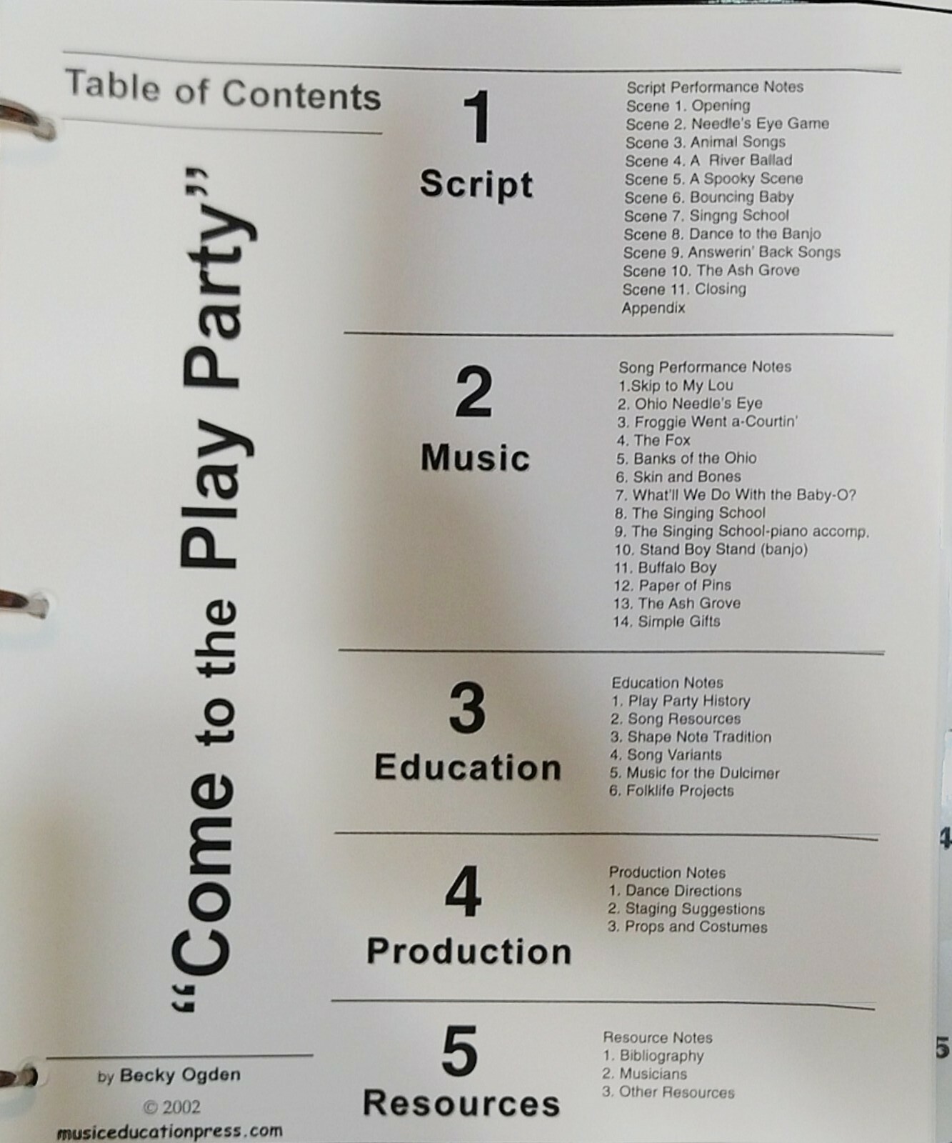 MUSIC EDUCATION: Come To The Play Party A Folk Musical Elementary Students Ogden