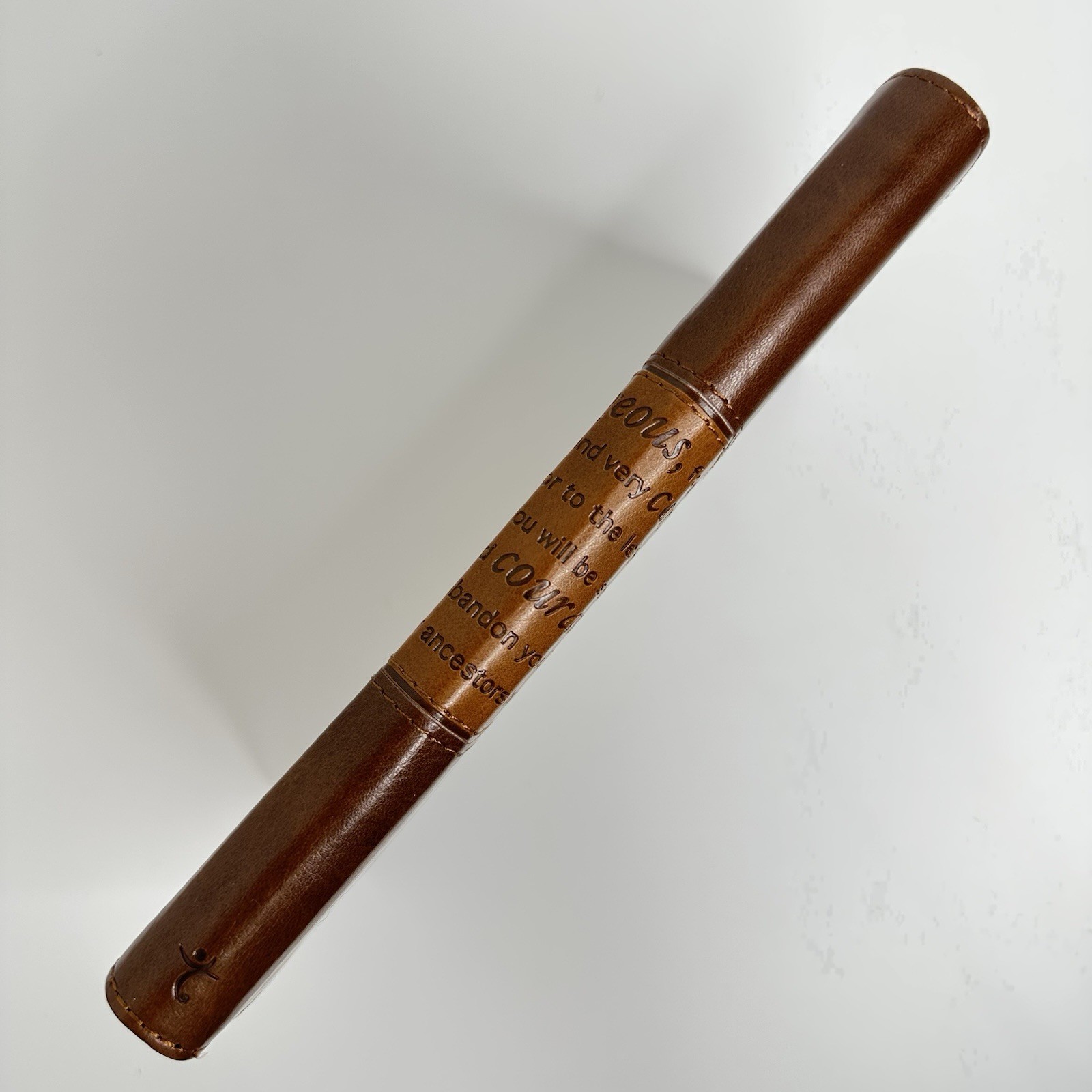Strong & Courageous Journal Brown Vegan Leather Zip Lined Christian Art Gifts