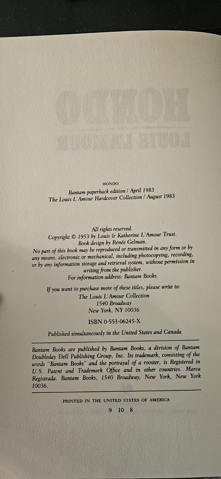 Louis L&rsquo;Amour – Hondo – Leatherette Hardcover Collection by Bantam