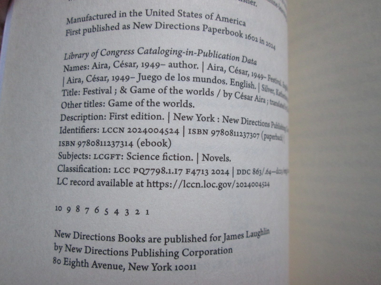 16 Cesar Aira paperback 1st printings US editions