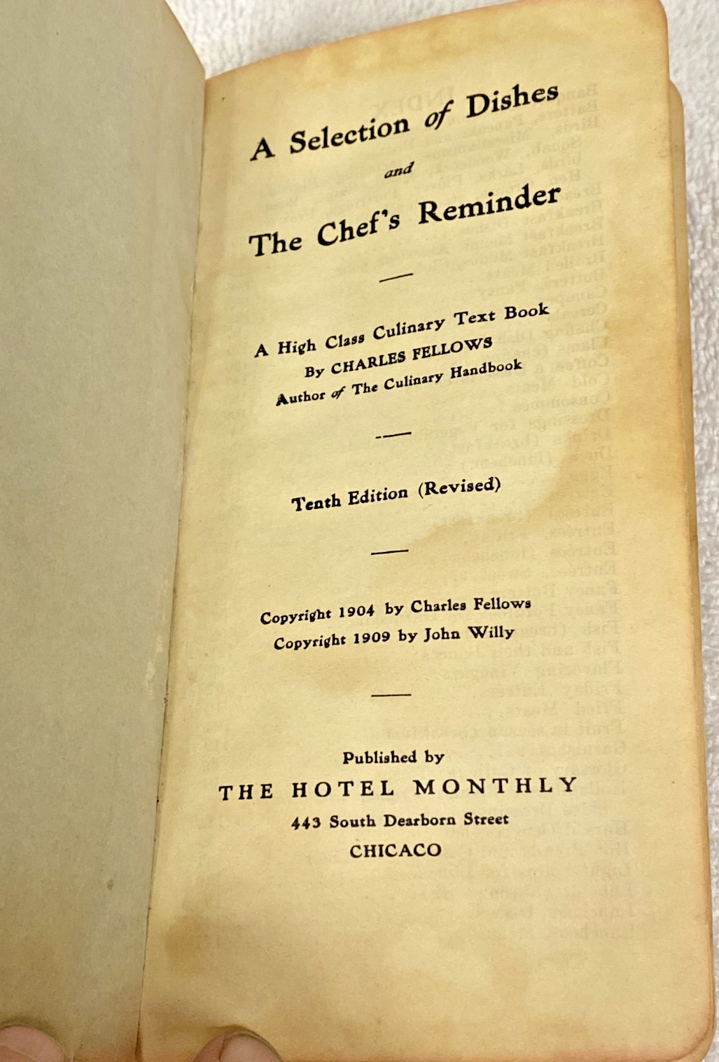 Vintage 1909 Chef&rsquo;s Reminder Dishes Hotel Monthly Culinary Oddities Book