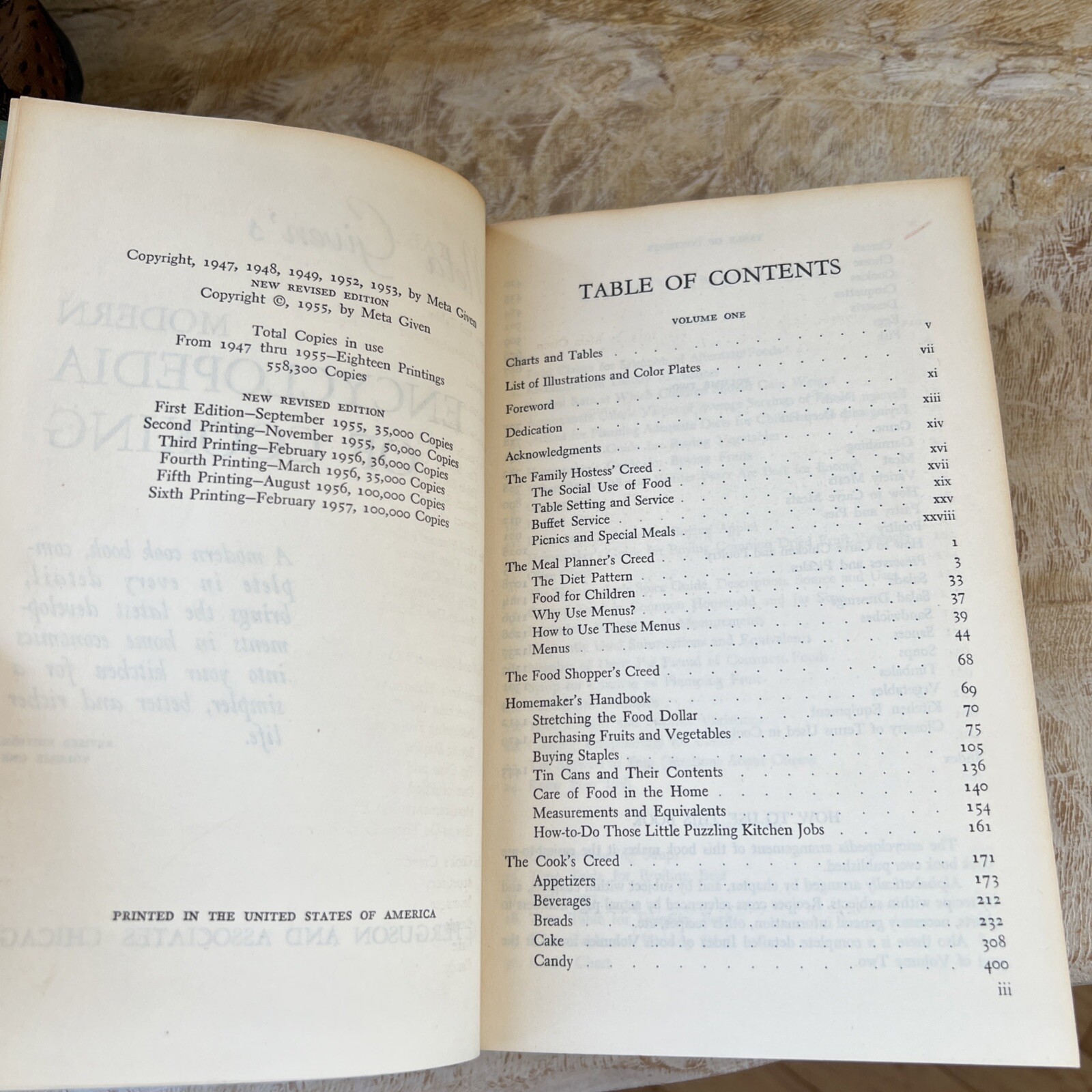 Meta Given&rsquo;s MODERN ENCYCLOPEDIA OF COOKING 1957 Cookbook 736 Pages