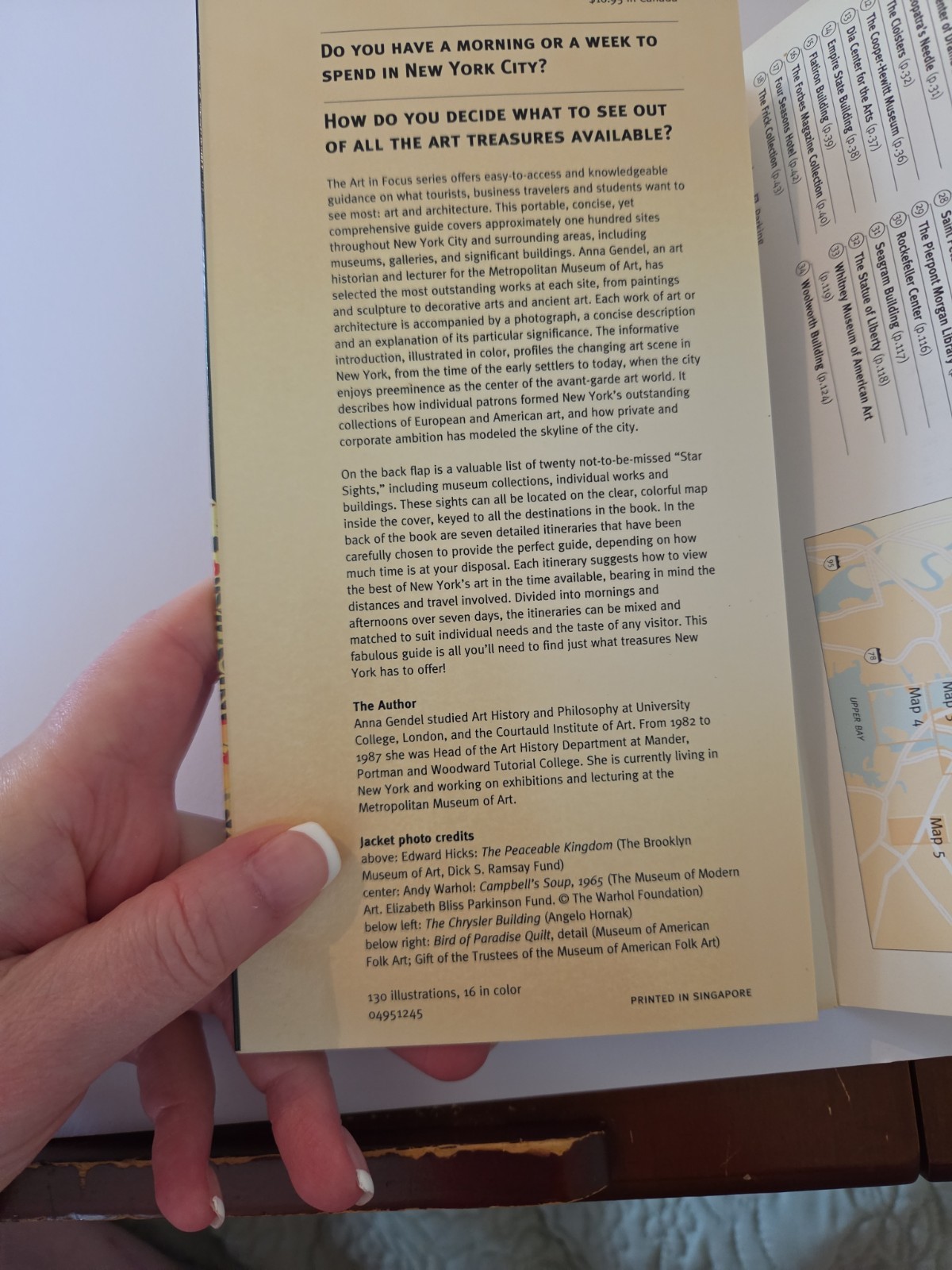 New York (Art in Focus) by Anna Gendel 1995 Bulfinch Press Art Travel Guide)
