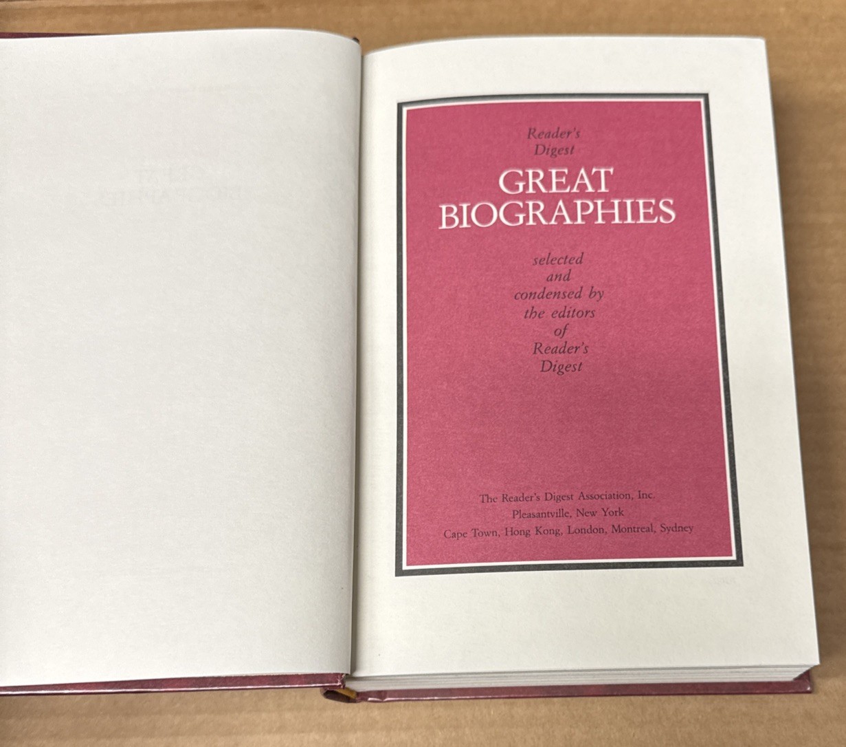 Reader&rsquo;s Digest Great Biographies by Reader&rsquo;s Digest Editors (1987, HC, GOOD)