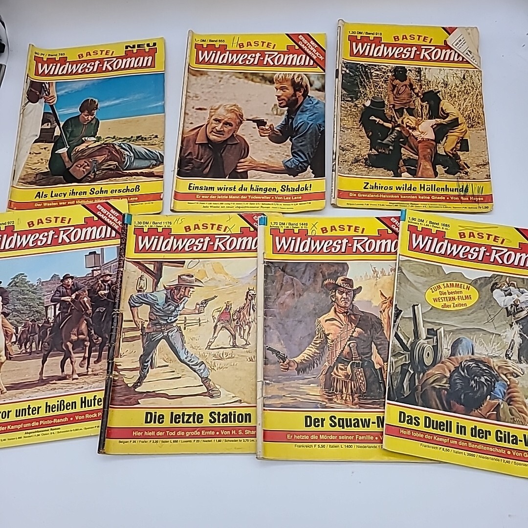 19 BASTEI Wildwest-Roman Western Pulp Fiction German Booklets Books 1960-70&rsquo;s