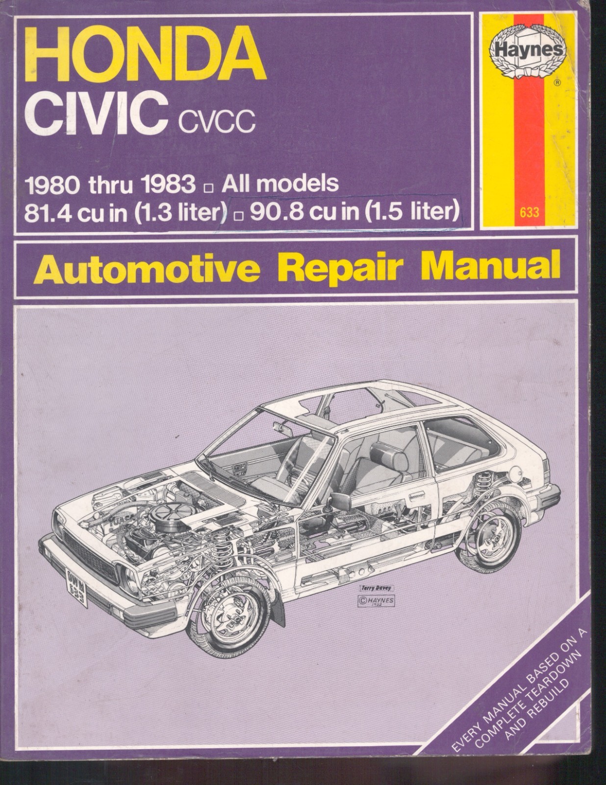 Haynes Honda Civic CVCC 1980-1983 Automotive Repair Manual 1.3L 1.5L #633 MN2485