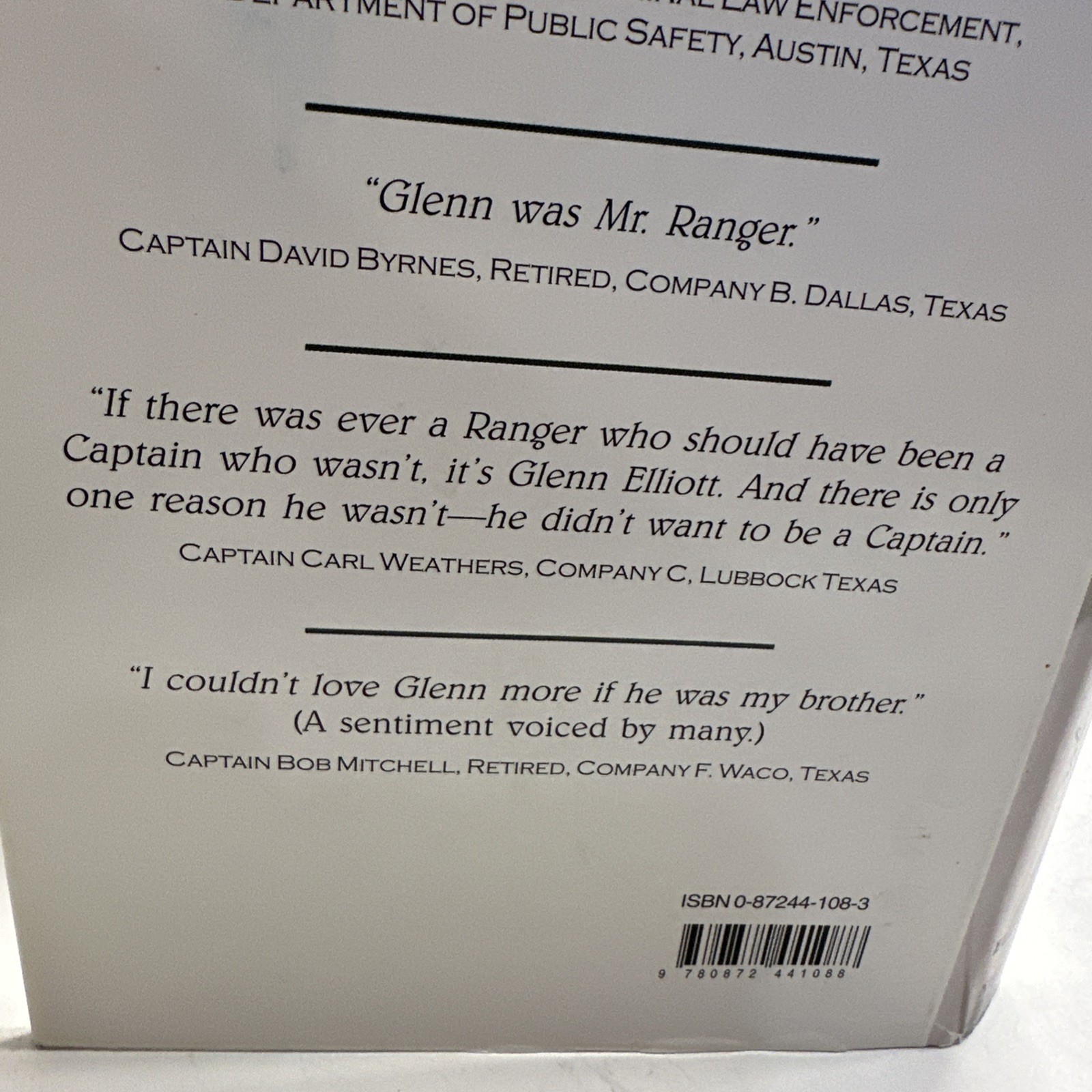 Glenn Elliott: A Ranger&rsquo;s Ranger by Glenn Elliott Hardcover Dust Jacket Signed