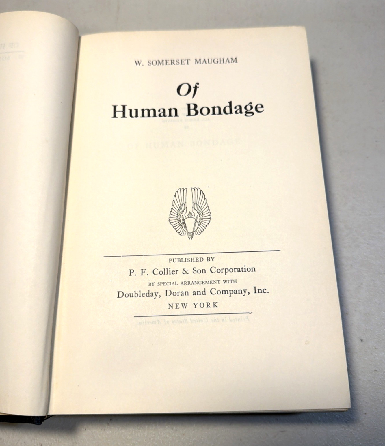 1915 « OF HUMAN BONDAGE » HC book, by W. Somerset Maugham RARE