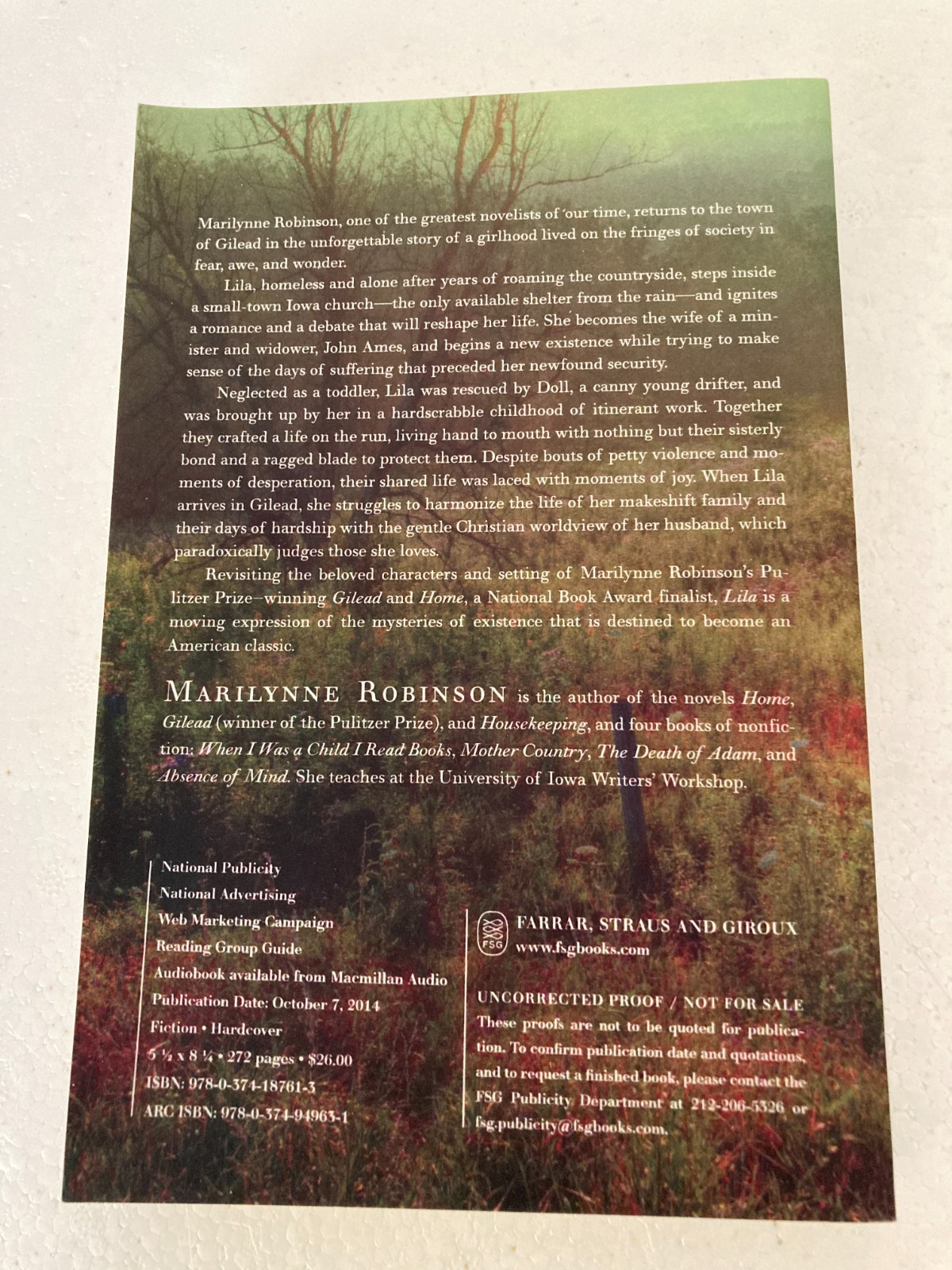 Marilynne Robinson Lot: Gilead, Home, Lila Advance Reader&rsquo;s Copies ARCS