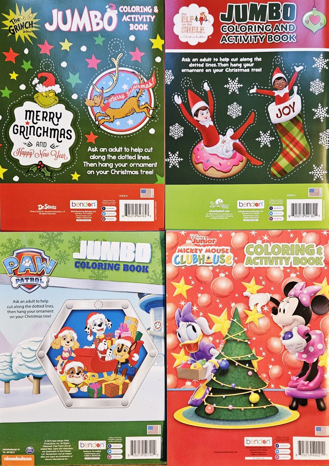Christmas Holiday Coloring & Activity Books Lot Of 4 Popular Kid&rsquo;s Characters