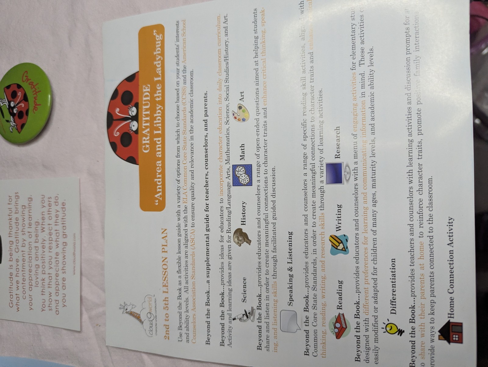 Home School Teachers Cloud 9 world character book GRATITUDE 2nd-5th poster kit