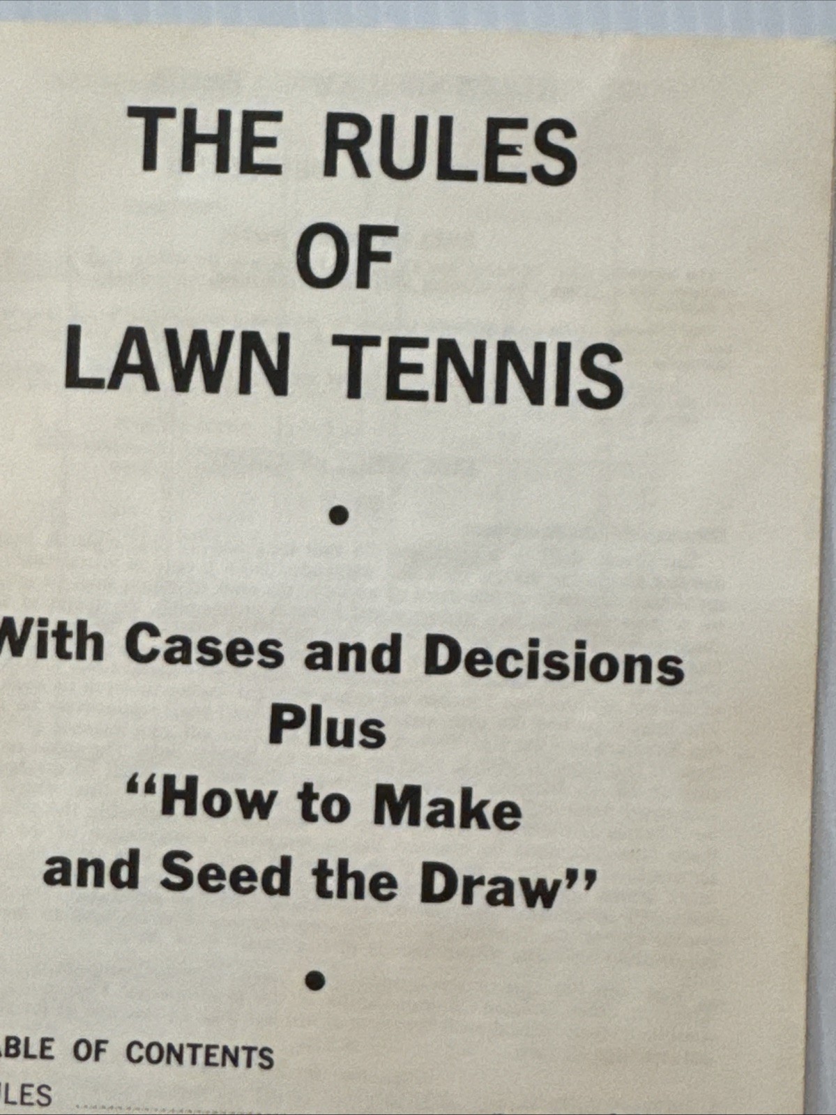 1970 Spalding Rules of Lawn Tennis Cases and Decisions Booklet 4.5&Prime; x 6.5&Prime; USLTA
