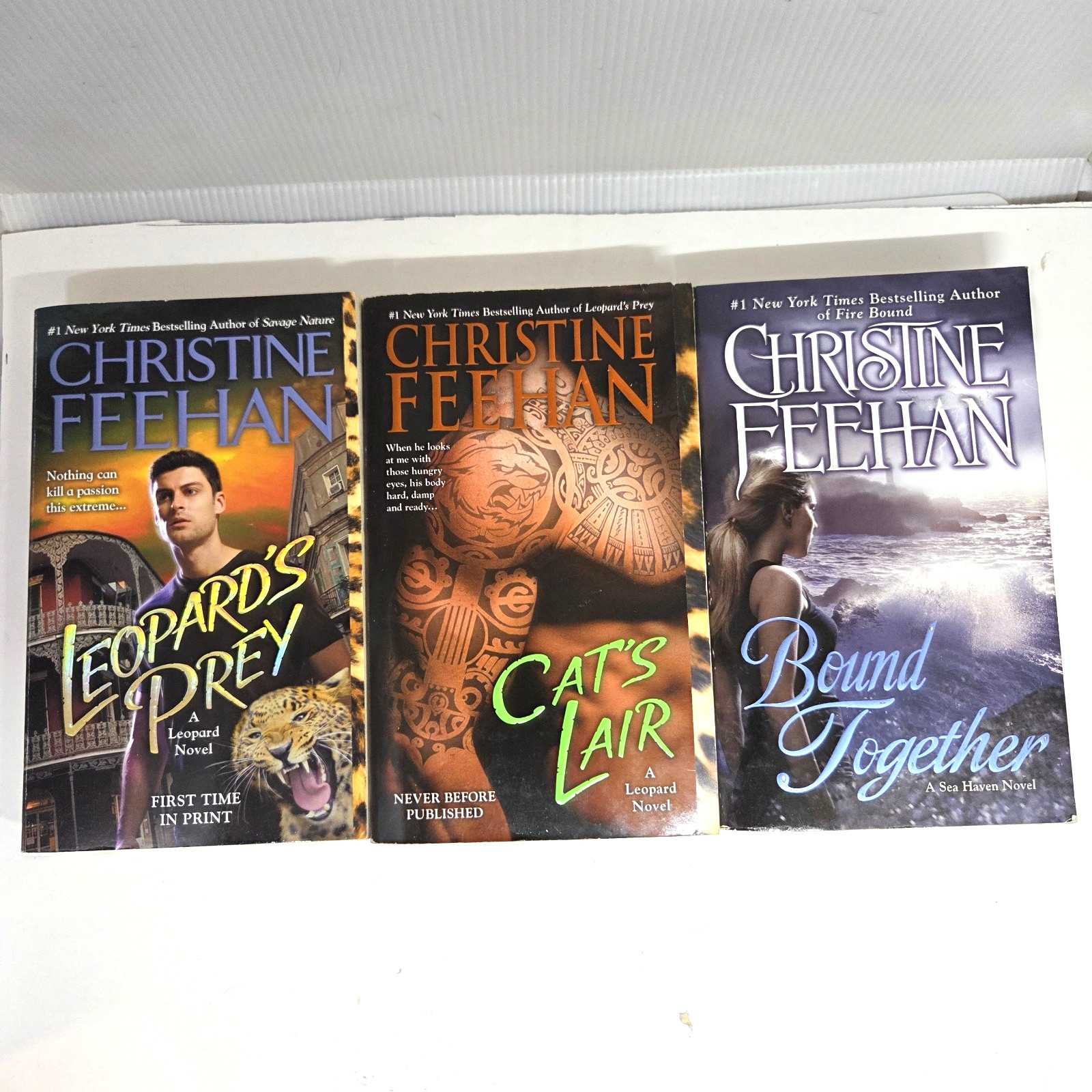 Christine Feehan Cat&rsquo;s Lair Bound Together Leopard&rsquo;s Prey 3 MM Paperbacks 1st Ed