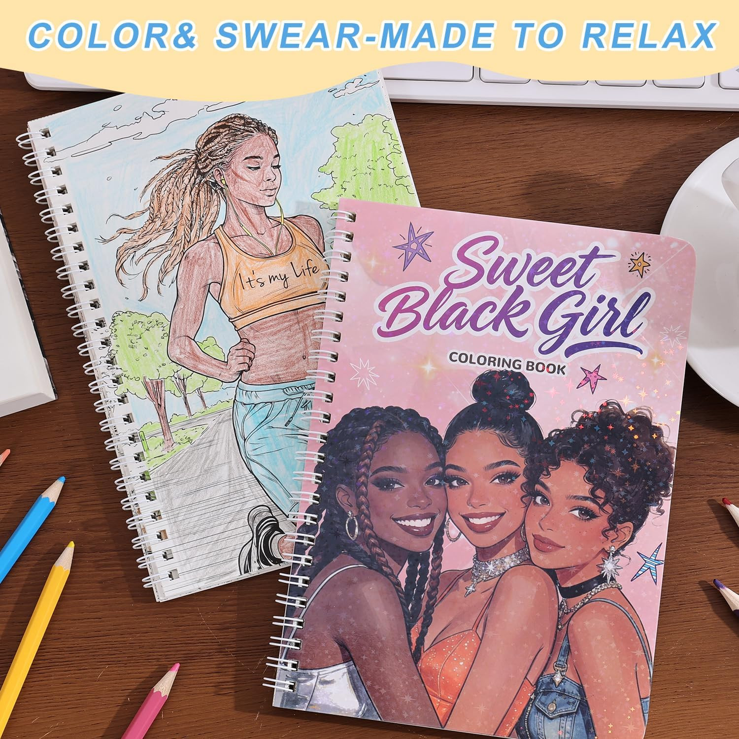 Women&rsquo;S Coloring Book 30 Pages Black Girls Coloring Books for Adults to Relax an