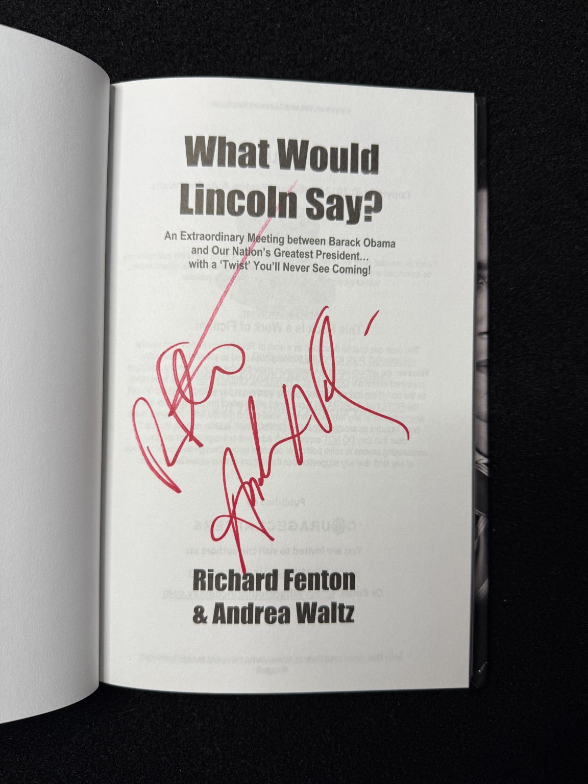 What Would Lincoln Say? Richard Fenton Andrea Waltz 2012 SIGNED Political