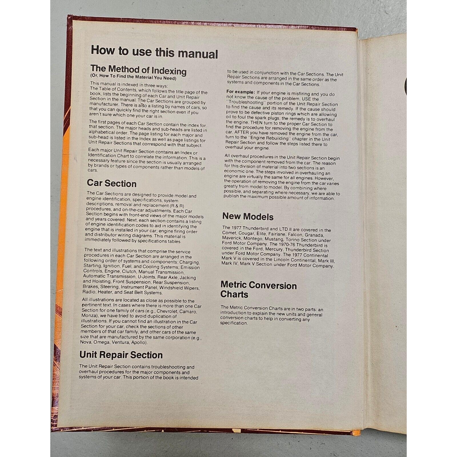 1977 Chilton&rsquo;s Auto Repair Manual for American Cars from 1970 – 1977 Hardback