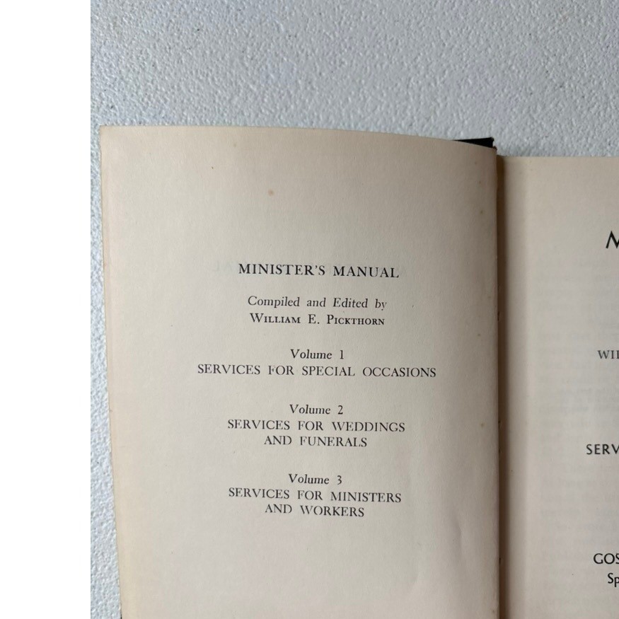 Gospel Publishing House Minister&rsquo;s Manual Vol 2 Weddings Funerals Black 1965