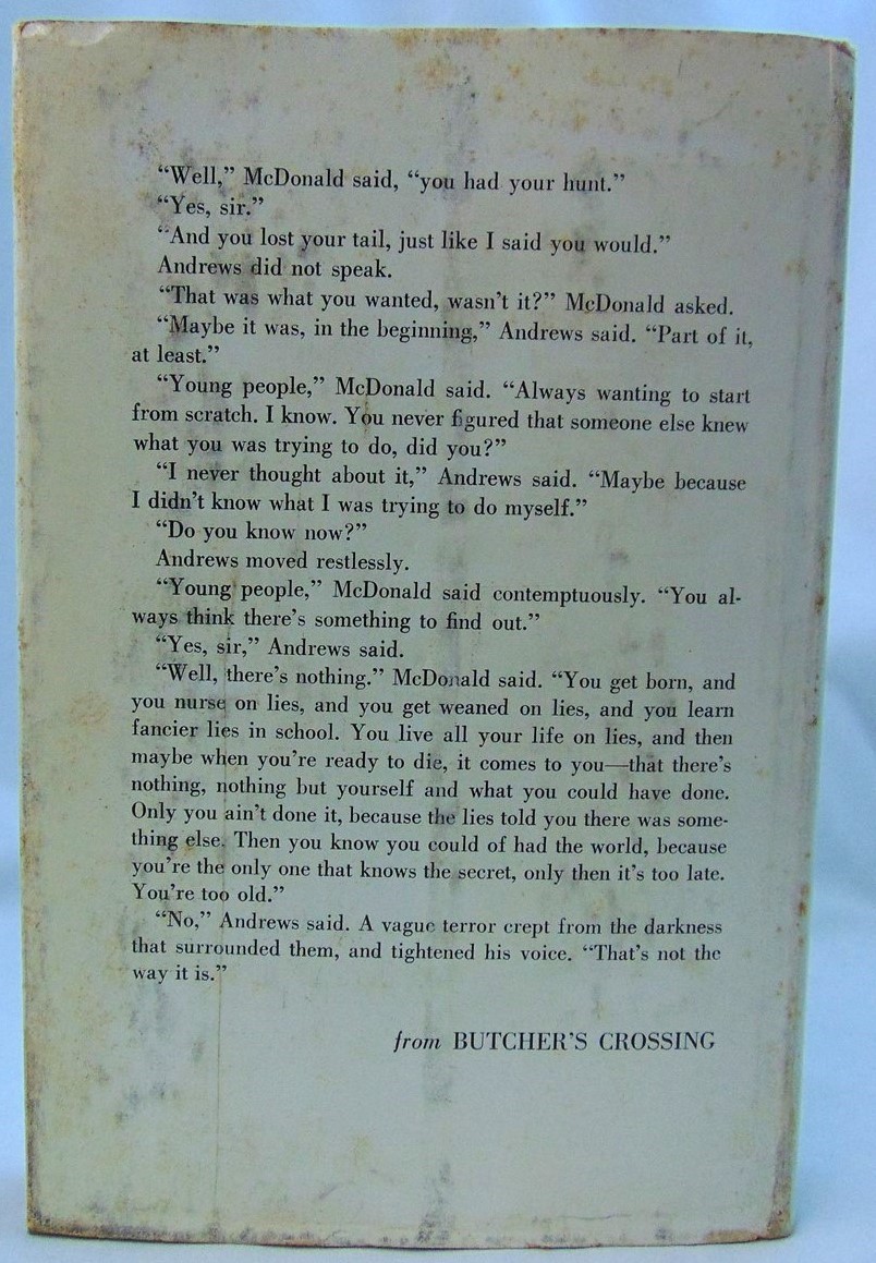 John Williams: Butcher&rsquo;s Crossing First Edition HC DJ 1960 Macmillan