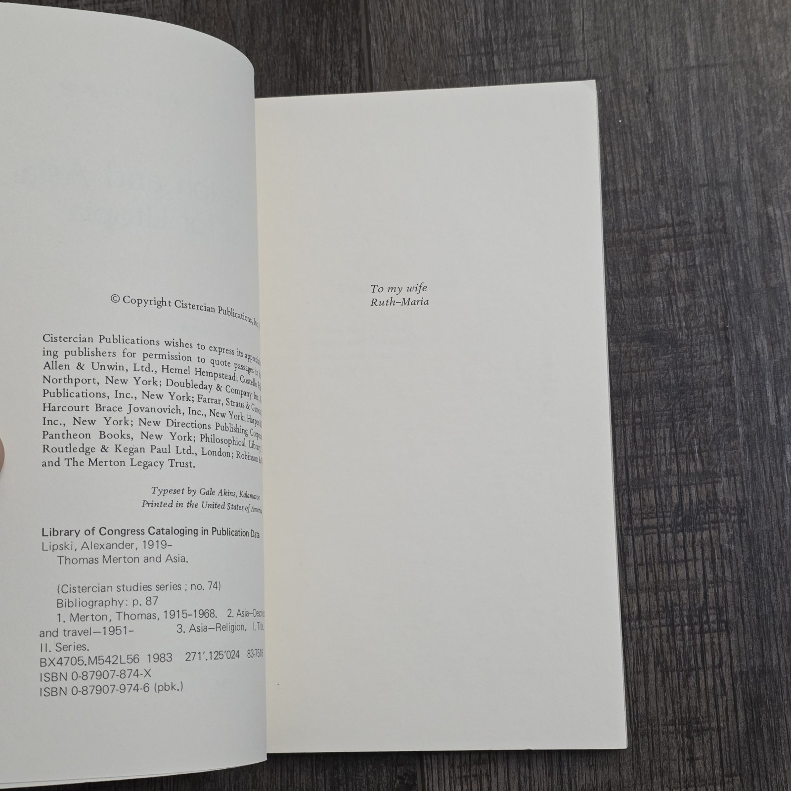 Thomas Merton and Asia: His Quest for Utopia by Alexander Lipski VG+ Cistercian