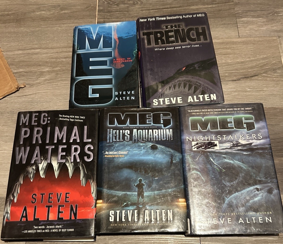 MEG Series Set Lot Steve Alten HARDCOVER NOVEL AUTHENTIC JAWS SHARK Megalodon