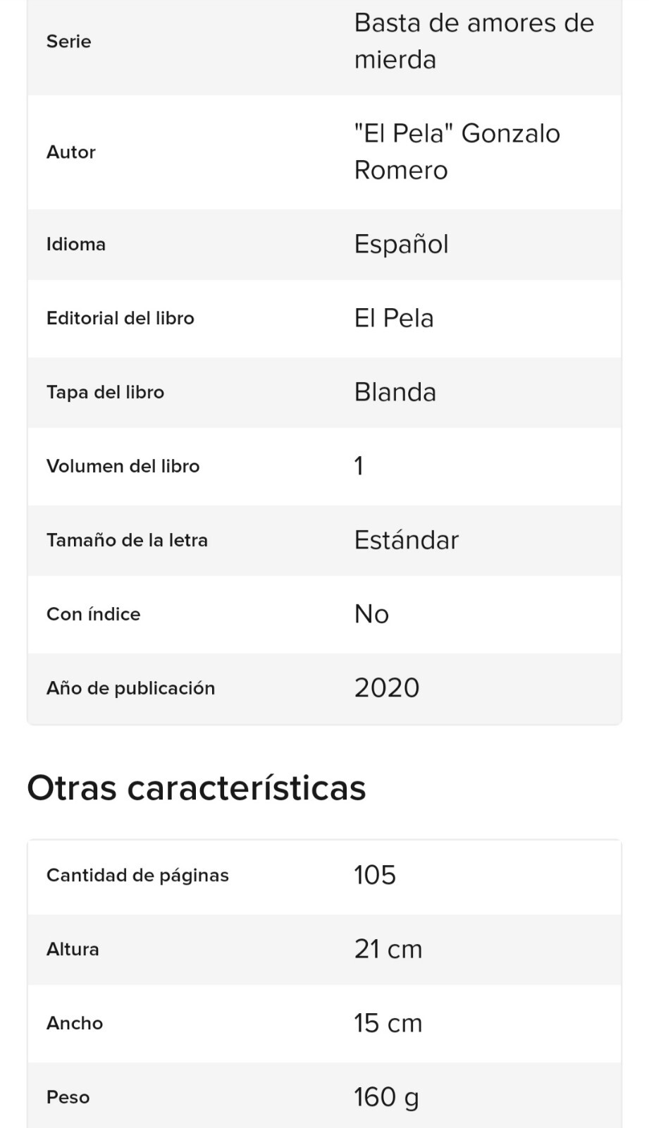 LIBRO »BASTA DE AMORES DE MIERDA », VOL. 1 PAPEL De Pela Gonzalo Romero Español