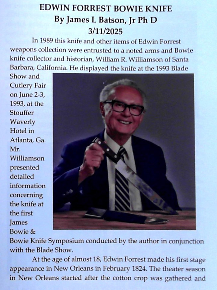 2 in 1 Books on Jim Bowie Edwin Forrest Knife & Acadia Plantation Bowie&rsquo;s Home