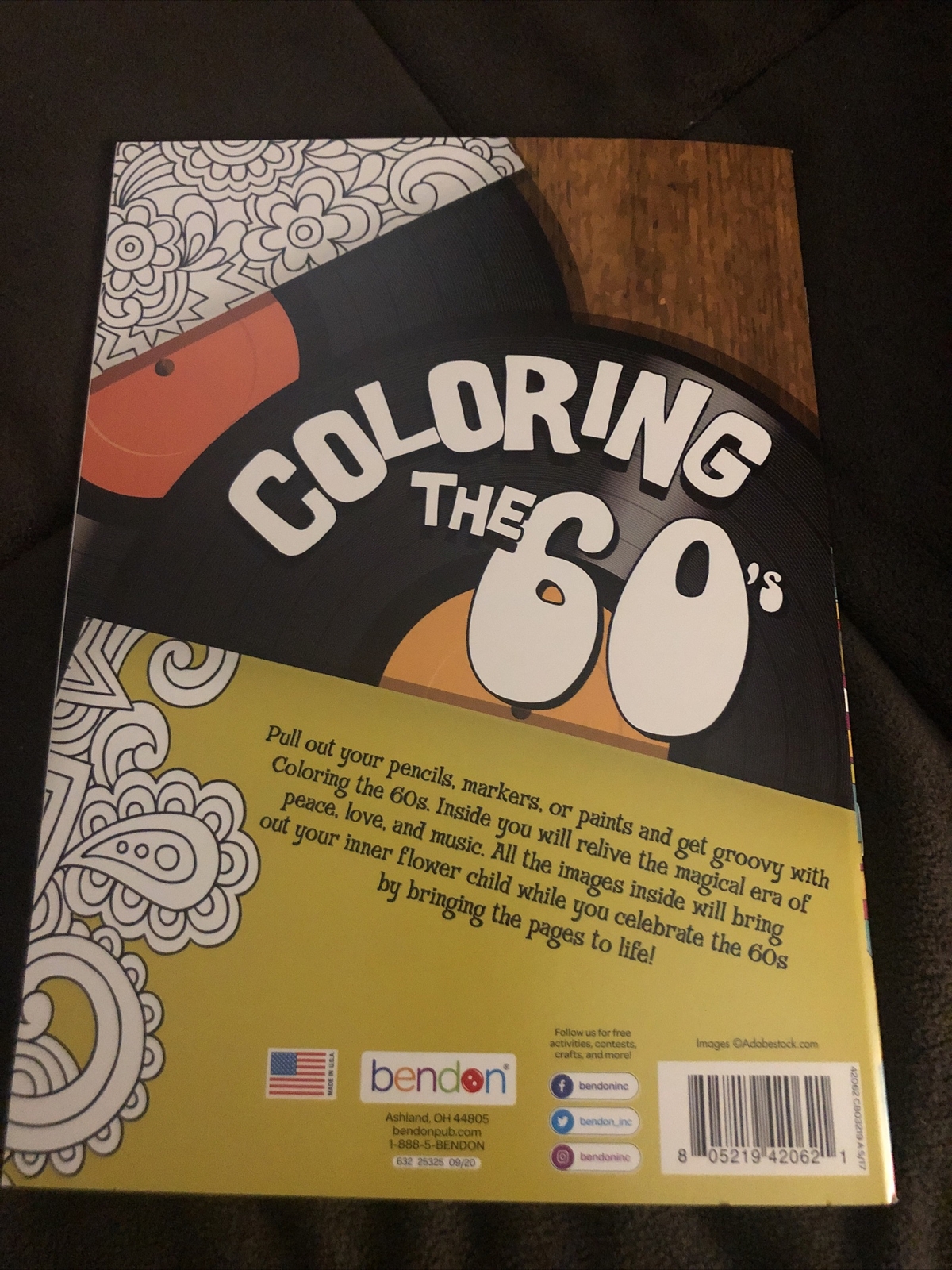 COLORING THE &rsquo;60S (ADVANCED COLORING ) 16 PAGES BY BENDON – BRAND NEW