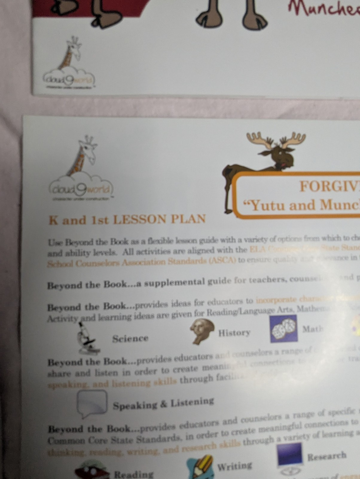 Home School Teachers Cloud 9 world character book FORGIVENESS K-1st poster kit