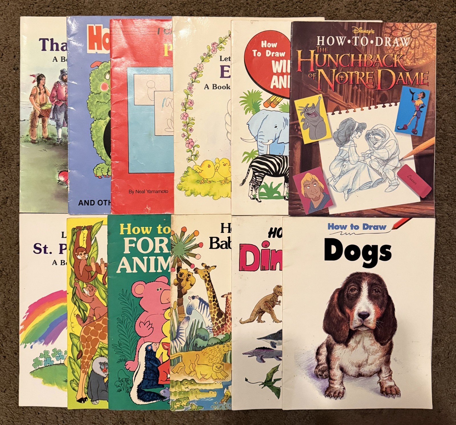 12 Vtg Watermill Press How to Draw Books * Animals Dogs Dinosaurs Ghost Witches