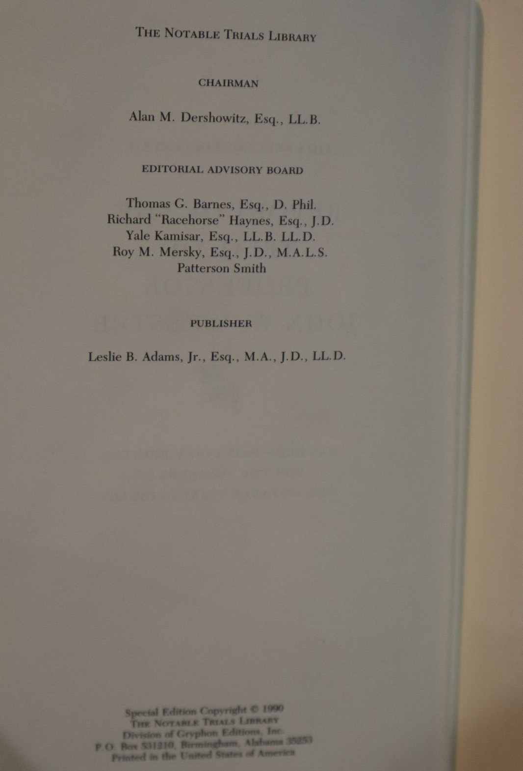 Trial Of J. W. Webster hardcover The Notable Trials Library
