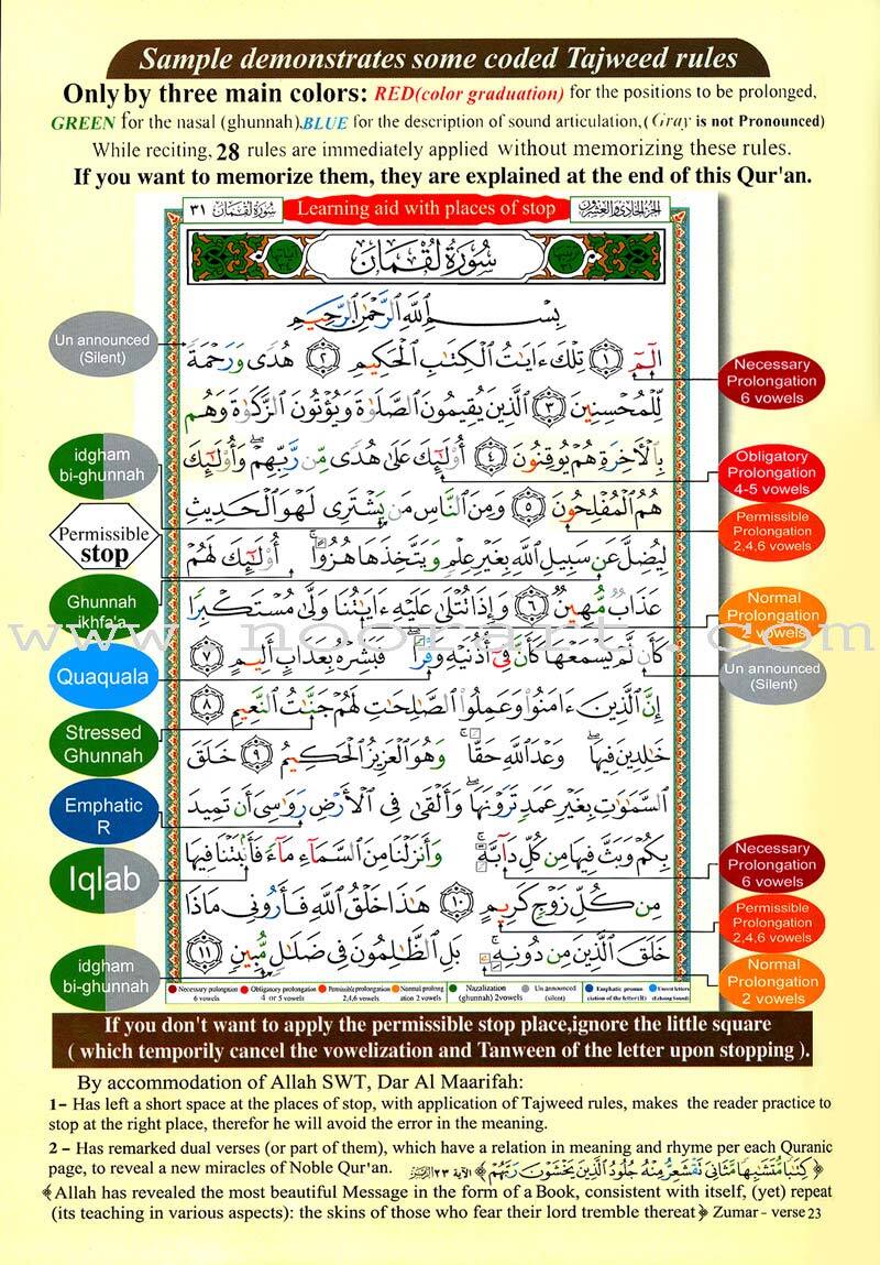Tajweed Qur&rsquo;an (Whole Qur&rsquo;an, With Meaning Translation and Transliteration)