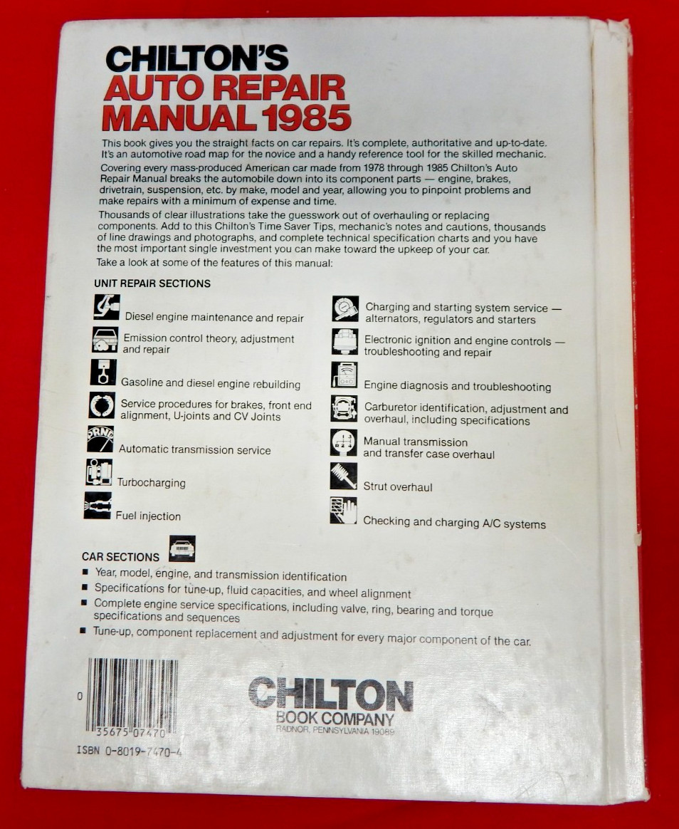 Chilton&rsquo;s Car Repair Auto Manual 1978 to 1985